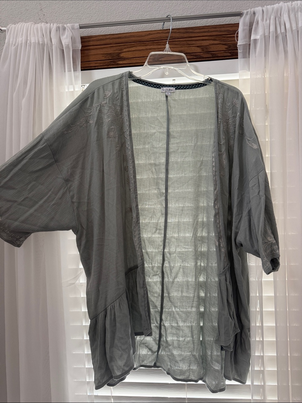 love, Fire Silver Gray Top with Teal Stitching